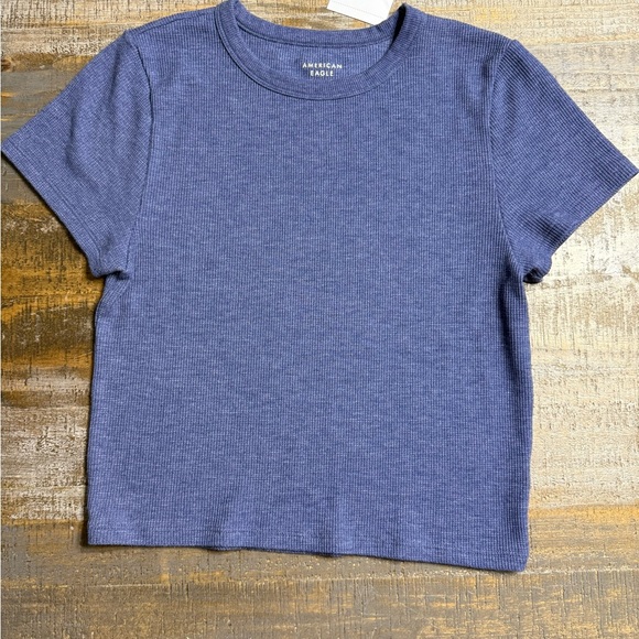 American Eagle Outfitters Tops - American Eagle Outfitters Blue Ribbed Top